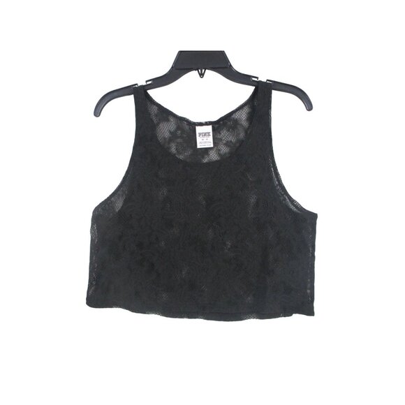 Victorias Secret Pink Womens Black Lace Crop Tank Top Size - XS - Picture 1 of 8